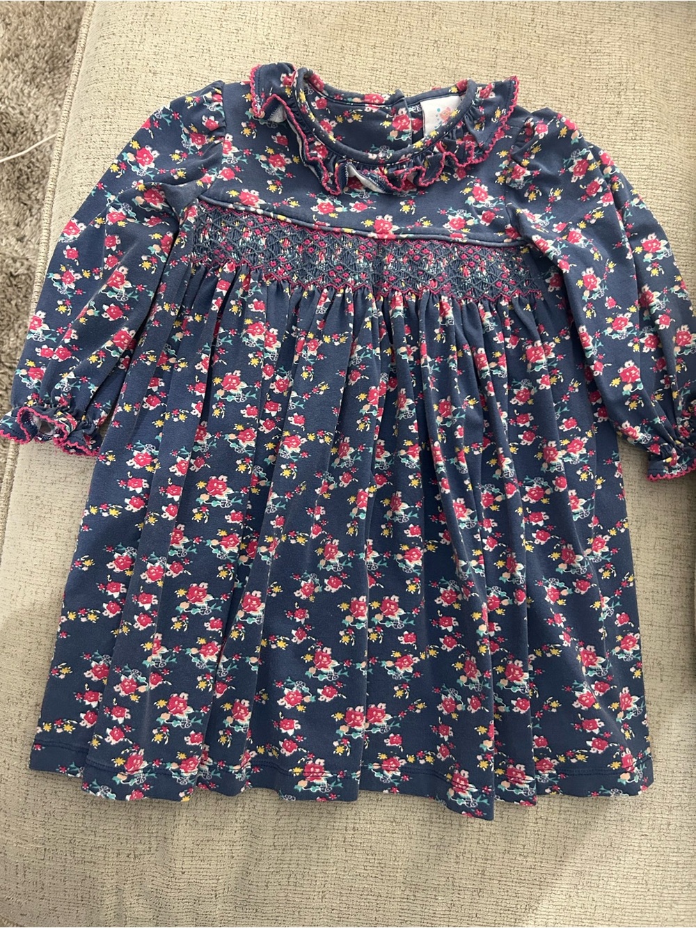 Stitchy Fish Floral Smocked Dress 4T